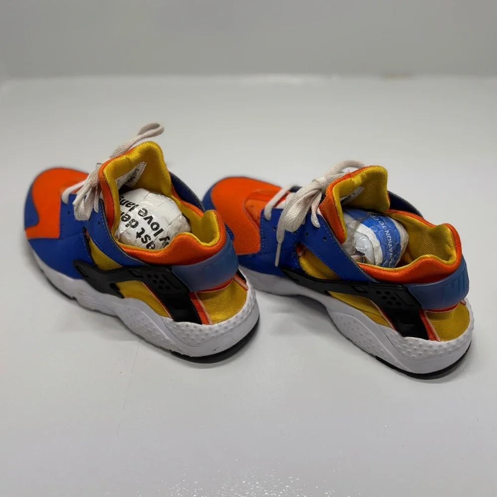 Nike Air Huarache Youth Sneakers Size 3Y Blue Orange Athletic Shoes
